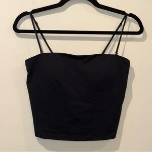 NWOT Uniqlo AIRism Black Cotton Cropped Tube Padded Bra Top w/ Removable Straps